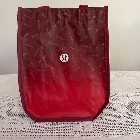 Lululemon red ombre logo holiday small reusable tote bag rare - Picture 1 of 6